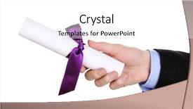  Presentation with diploma - Amazing presentation design having back view of businessman with umbrella looking at city backdrop and a light gray colored foreground