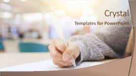  Presentation with academic - Theme with academic report - student study in the library background and a cream colored foreground