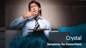  Presentation with home lending - PPT layouts consisting of academic report - tired businessman working overtime background and a ocean colored foreground