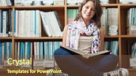  Presentation with female - Presentation featuring maze concept with labyrinth background and a light gray colored foreground