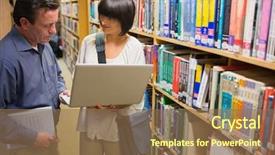  Presentation with man joined woman - Presentation having academic research - man and woman looking background and a coral colored foreground