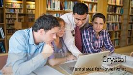 Presentation with mature students sitting at desks - Slide set enhanced with academic research - mature students sitting background and a coral colored foreground