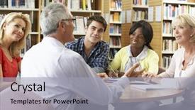  Presentation with academic research - Slides enhanced with academic research - mixed group of students background and a light gray colored foreground