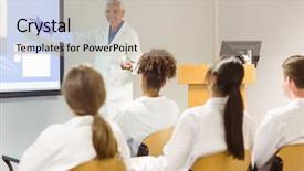  Presentation with computer science university - PPT theme featuring academic research - science professor giving lecture background and a soft green colored foreground