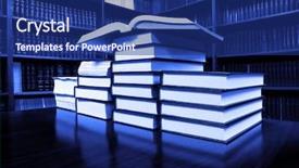  Presentation with academic research - Beautiful slide deck featuring academic research - stack of old books backdrop and a navy blue colored foreground