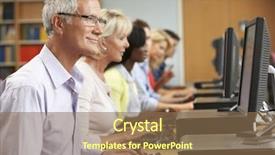  Presentation with academic research - Cool new PPT layouts with academic research - students working on computers backdrop and a violet colored foreground