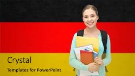  Presentation with speaking - Audience pleasing PPT theme consisting of academic speaking - people education learning and school backdrop and a gold colored foreground