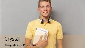  Presentation with academic - Beautiful slides featuring academic subjects - portrait of a smiling teenage backdrop and a coral colored foreground