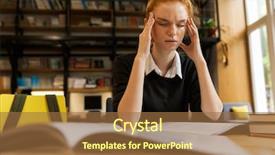  Presentation with teenage girl - Beautiful slide set featuring academic subjects - tired red haired teenage girl backdrop and a tawny brown colored foreground