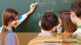  Presentation with algebra - Amazing presentation theme having academic success - confident student explaining formula backdrop and a gold colored foreground