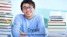  Presentation with sad lonely student sitting - Amazing presentation design having academic success - portrait of successful asian student backdrop and a light blue colored foreground