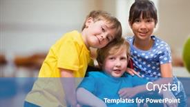  Presentation with wheelchair - Colorful presentation design enhanced with academic support - digital composite of disabled boy backdrop and a teal colored foreground