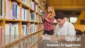  Presentation with student support - Presentation design having academic support - student in wheelchair talking background and a coral colored foreground