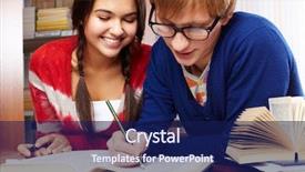  Presentation with college students - PPT layouts featuring academic writing - portrait of clever students preparing background and a navy blue colored foreground