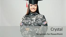  Presentation with graduation - Slides enhanced with academy - pretty female soldier wearing graduation background and a light gray colored foreground
