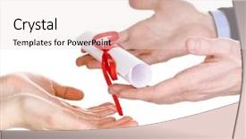  Presentation with awarding for students - Beautiful theme featuring academy award - awarding diploma isolated on white backdrop and a sky blue colored foreground