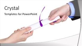  Presentation with diploma - Presentation design having academy award - awarding diploma isolated on white background and a white colored foreground