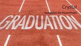  Presentation with college running track hurdle - Slide deck having academy award - graduation written on running track background and a coral colored foreground