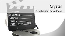  Presentation with film award - Beautiful presentation theme featuring academy award - hollywood clapper slate with film backdrop and a white colored foreground