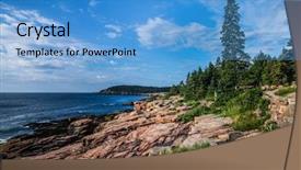  Presentation with maine - Colorful slide deck enhanced with acadian rocky coast during summer backdrop and a  colored foreground
