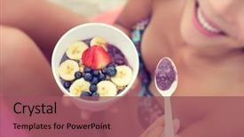  Presentation with hawaii - Theme having acai berries and fruit background and a violet colored foreground