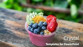  Presentation with healthy snack - Amazing PPT theme having acai-bowl-healthy-breakfast backdrop and a gray colored foreground