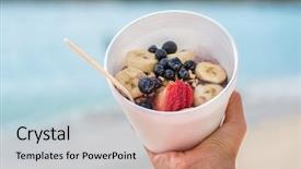  Presentation with smoothie - Beautiful slide deck featuring acai fruit smoothie bowl morning backdrop and a coral colored foreground