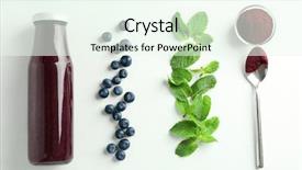  Presentation with juice - PPT layouts enhanced with acai juice in glass bottle background and a sky blue colored foreground