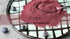  Presentation with acai - PPT theme with acai powder berries and metal spoon on plate background and a violet colored foreground