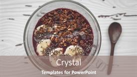  Presentation with healthy snack - Audience pleasing presentation design consisting of acai-smoothie-breakfast-bowl backdrop and a gray colored foreground