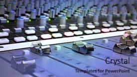  Presentation with recording studio mixing console - PPT theme featuring acapella - recording studio mixing console background and a teal colored foreground
