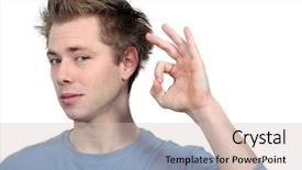  Presentation with egyptian man in make up - Audience pleasing presentation theme consisting of accedent - man making ok gesture backdrop and a soft green colored foreground