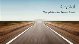  Presentation with lonely desert road - Presentation featuring accelaration - asphalt road through desert droughty background and a light blue colored foreground