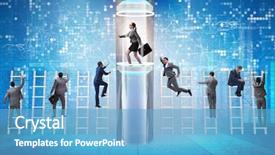  Presentation with promotion - Presentation theme enhanced with accelaration - businesswoman in accelerated and fast background and a teal colored foreground