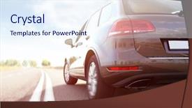  Presentation with driving road - PPT layouts having accelaration - car driving on road background and a sky blue colored foreground