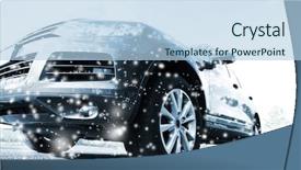  Presentation with road saftey seatbelt - PPT theme featuring accelaration - car on road and snow background and a light blue colored foreground