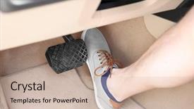  Presentation with animal tracks foot print - Slide deck with accelaration - foot pressing pedal of car background and a soft green colored foreground