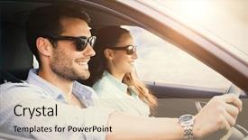  Presentation with image of car racing - PPT theme enhanced with accelaration - image of a couple background and a lemonade colored foreground