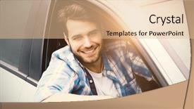  Presentation with debut men - Beautiful presentation theme featuring accelaration - men in a car backdrop and a lemonade colored foreground