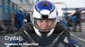  Presentation with motor - Cool new slides with accelaration - motor racer leaving the pit backdrop and a tawny brown colored foreground