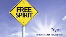  Presentation with highway road sign - Presentation theme enhanced with accelerate growth - free spirit road sign background and a sky blue colored foreground