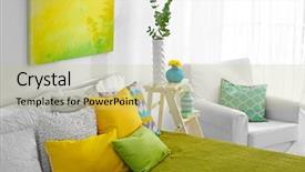  Presentation with modern color - Audience pleasing PPT theme consisting of accent - color interior of modern bedroom backdrop and a mint green colored foreground