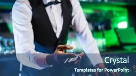  Presentation with bartender - Audience pleasing slide deck consisting of bartender accepting a credit card backdrop and a ocean colored foreground