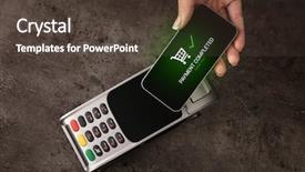  Presentation with terminal - PPT layouts enhanced with mobile payment accepted on terminal background and a  colored foreground