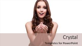  Presentation with iso - Theme having acceptance commitment - beautiful woman showing off her background and a coral colored foreground