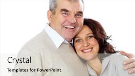  Presentation with acceptance - Cool new presentation with acceptance commitment - portrait of happy mature couple backdrop and a  colored foreground