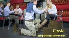  Presentation with commitment - PPT theme having acceptance commitment - young woman accepting her boyfriends background and a  colored foreground