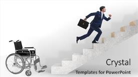  Presentation with design disabled kids - Slide set featuring access - accessibility concepth with wheelchair background and a light gray colored foreground