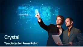  Presentation with hologram - Amazing slide deck having access - man accessing modern hologram personal backdrop and a ocean colored foreground