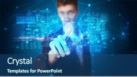  Presentation with hologram - Slide set with access - man accessing modern hologram personal background and a ocean colored foreground